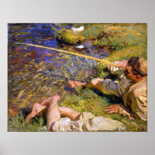 Poster Sargent - Val D'Aosta, A Man Fishing
