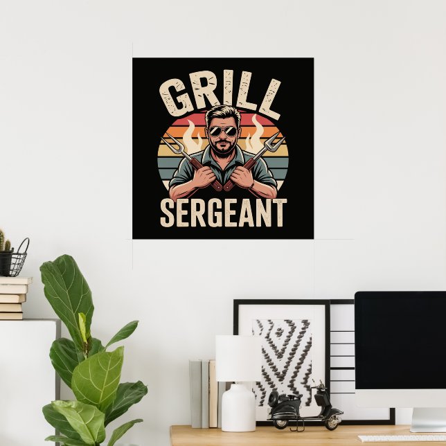 Poster Sargento da Churrasqueira Dia dos Pais Presente pa (Escritório em casa)