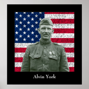 Póster Sargento York e a bandeira americana