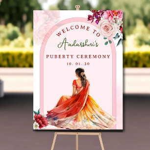 Poster Sari Cor-de-rosa Blush Half - sinal de boas-vindas