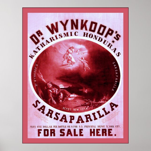 Póster Sarsaparilla ~ Publicidade intage do Dr. Wynkoop (Frente)