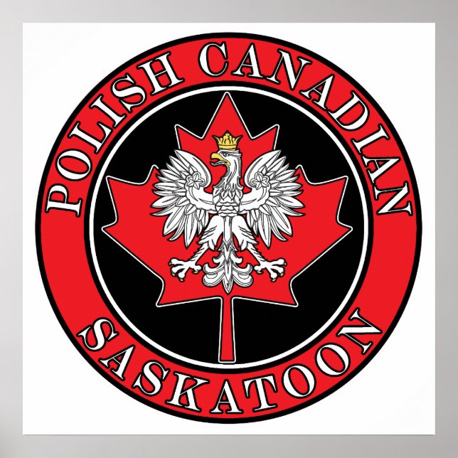 Póster Saskatoon Round Polonês Folha Canadense (Frente)