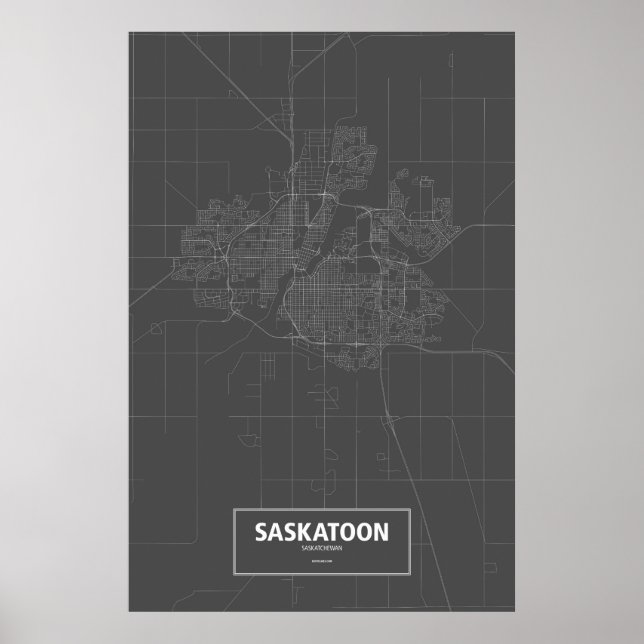 Póster Saskatoon, Saskatchewan (branco a preto) (Frente)