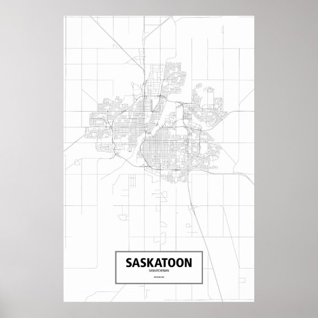 Poster Saskatoon, Saskatchewan (preto no branco) (Frente)
