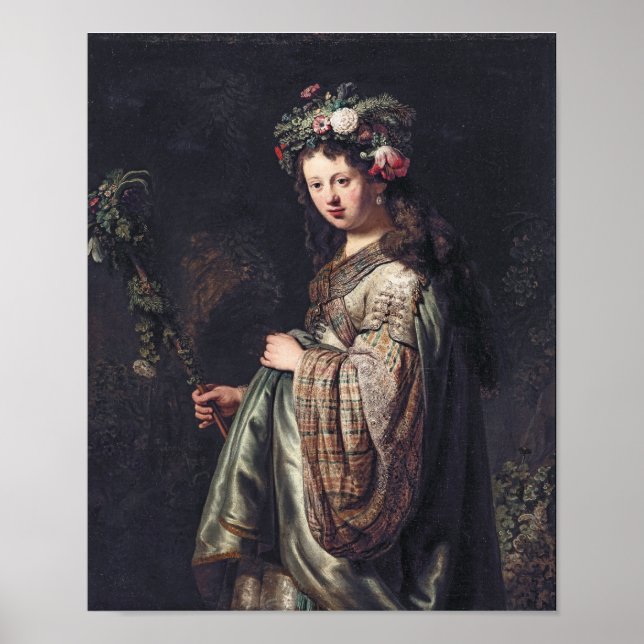 Poster Saskia van Uylenburgh como Flora, Rembrandt, 1634 (Frente)