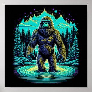 Poster Sasquatch na Arte Woods Ai