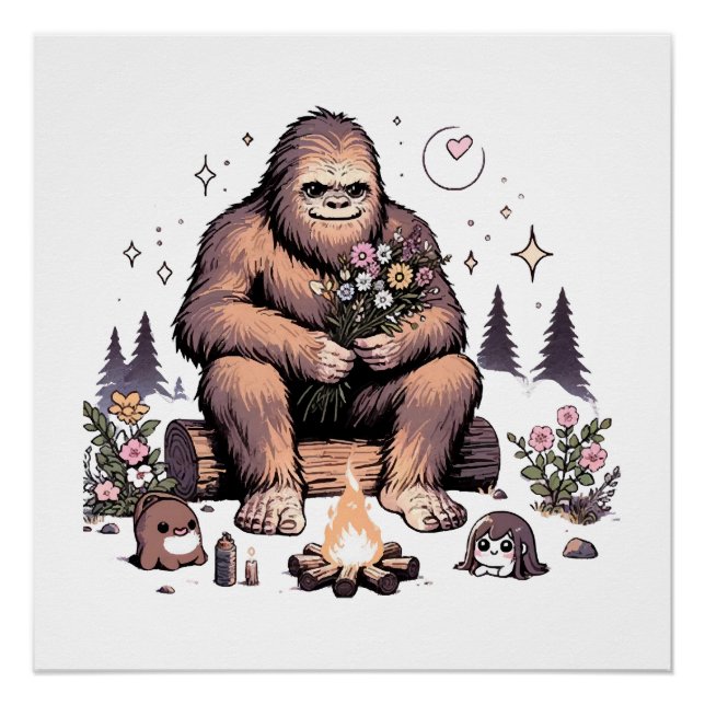 Póster Sasquatch Segurando Flores (Frente)