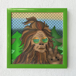 Poster Sasquatch Sinal de Paz | Pé-Grande Retro