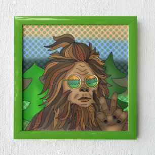 Poster Sasquatch Sinal de Paz   Pé-Grande Retro
