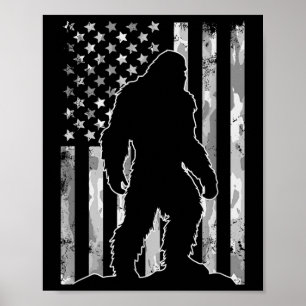 Poster Sasquatch Usa Flag Patriótico Bigfoot Em 4 De Julh
