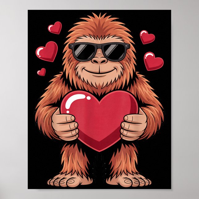 Poster Sasquatch Valentine's Day - Bigfoot Heart Sungles  (Frente)