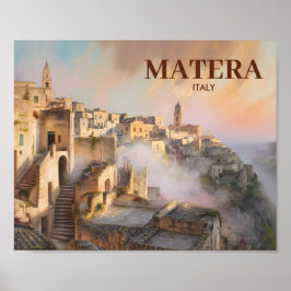 Poster Sassi di Matera Itália Viagem Aquarela Personaliza