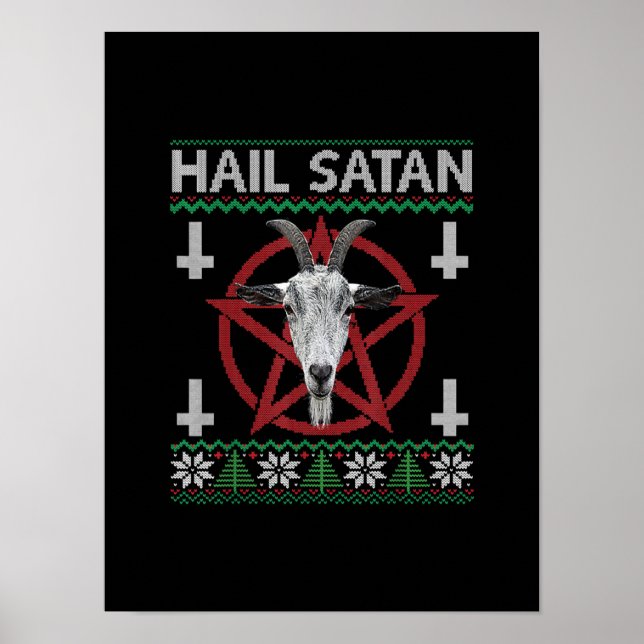 Poster Satã de granizo Cabeça Pentagram Funny Satanás Fei (Frente)
