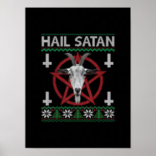 Poster Satã de granizo Cabeça Pentagram Funny Satanás Fei