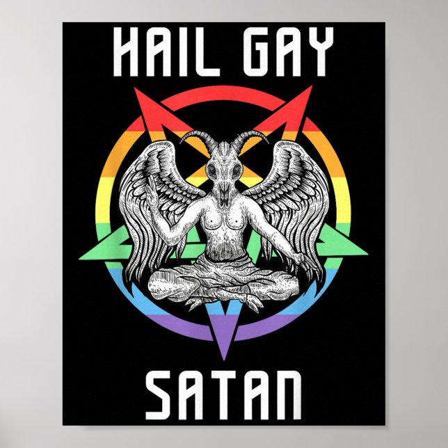 Poster Satã Funny Hail Gay Lgbt Gótico Baphomet (Frente)