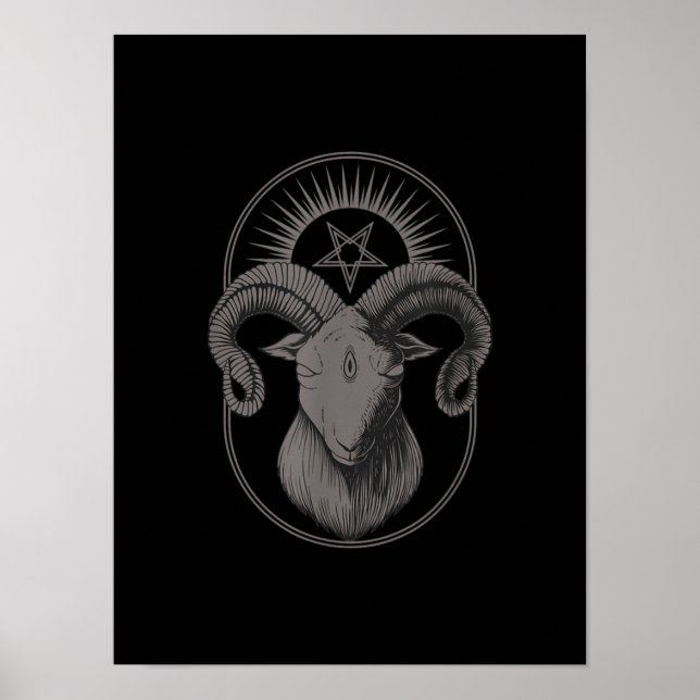 Poster Satã oculta satânica do Pentagrama do diabo (Frente)