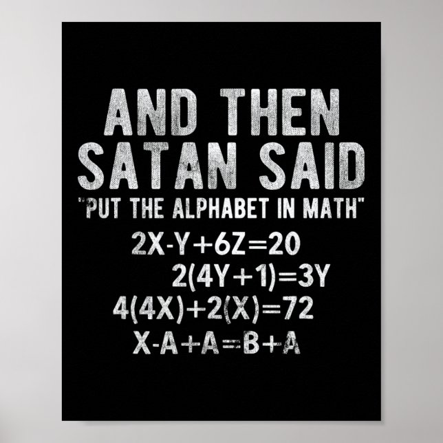Poster Satan Disse Alfabeto Em Matemática Matemática Mate (Frente)