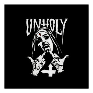 Póster Satanic Nun Tattoos Unholy