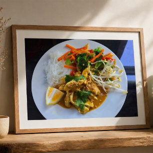 Poster Sate de Frango Tailandês com Legumes e Arroz