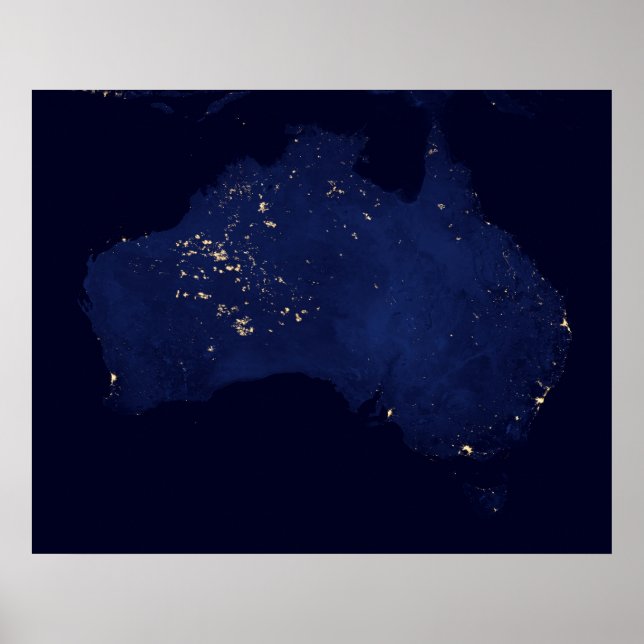 Poster Satélite As Luzes Noturnas Da Austrália. (Frente)
