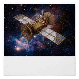 Póster Satélite de Comunicações Steampunk Estrelado