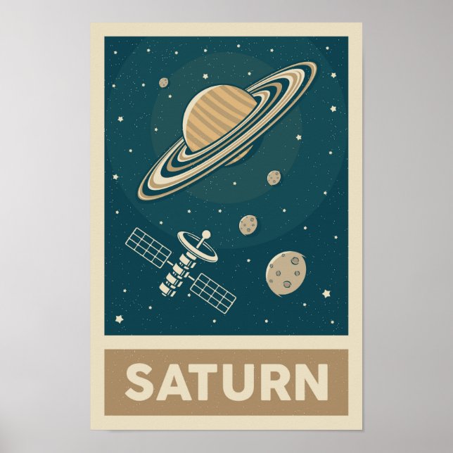 Poster Satélite Saturn Retro Galaxy (Frente)