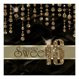 Póster Satin Jewel Sweet, 16 Black Dourado ID260