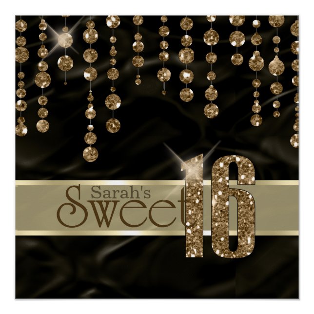 Póster Satin Jewel Sweet, 16 Black Dourado ID260 (Frente)