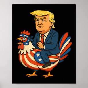 Poster Sátira de Jockey de Frango Trump - Humor Político