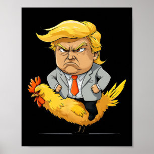 Poster Sátira de Trump Frango Jockey - Humor Político Eng