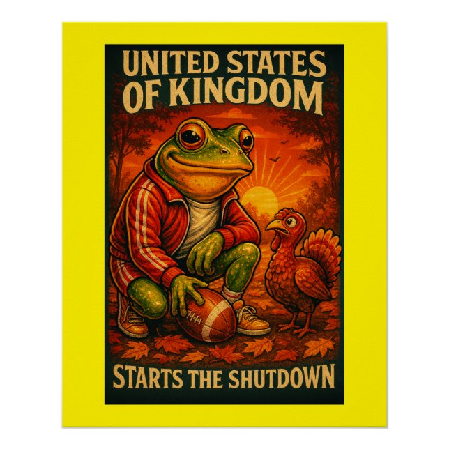 Póster Sátira do Meme do Sapo Engraçado – Reino dos Estad (Frente)