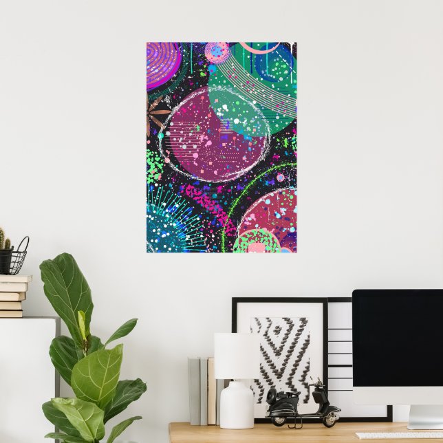 Poster Saturn’s Rings: Maximalist Abstract Art  (Escritório em casa)