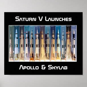 Poster Saturn V Moon Rocket Launts (Lâmpada Saturno V)