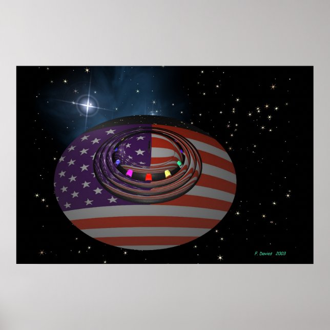 Poster Saucer refletindo a bandeira americana versão 2 (Frente)