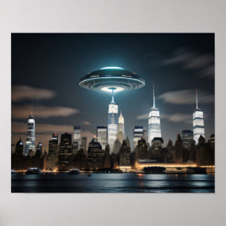 Poster Saucer Voando Por Cidade