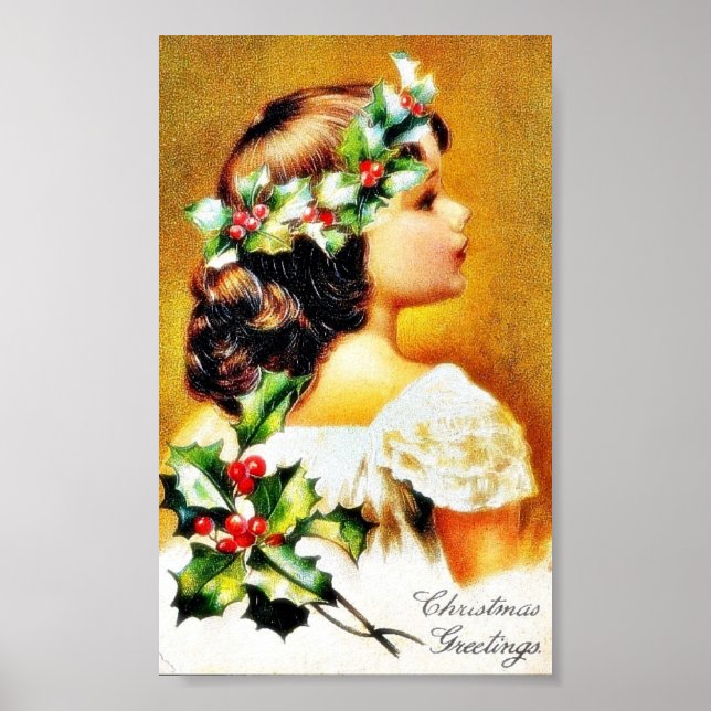Poster Saudação de Natal com uma garota (Frente)