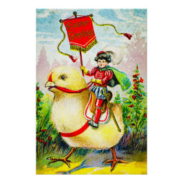 Póster Saudações à Páscoa Whimsical: Cavaleiro sobre o Pi