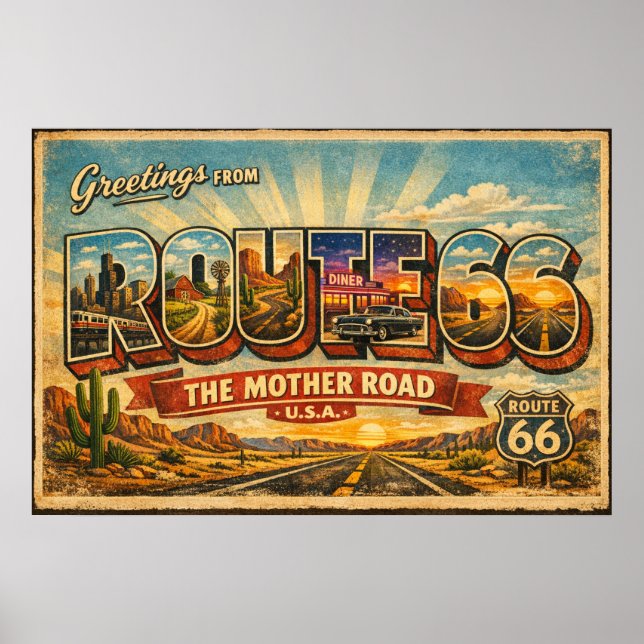 Poster Saudações da Estrada Mãe Letra Grande (Frente)