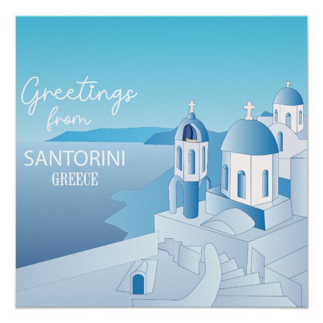 Póster Saudações da Grécia Santorini (Frente)