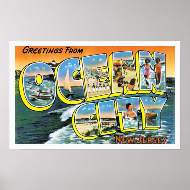 Póster Saudações Da Ocean City, NJ (Frente)