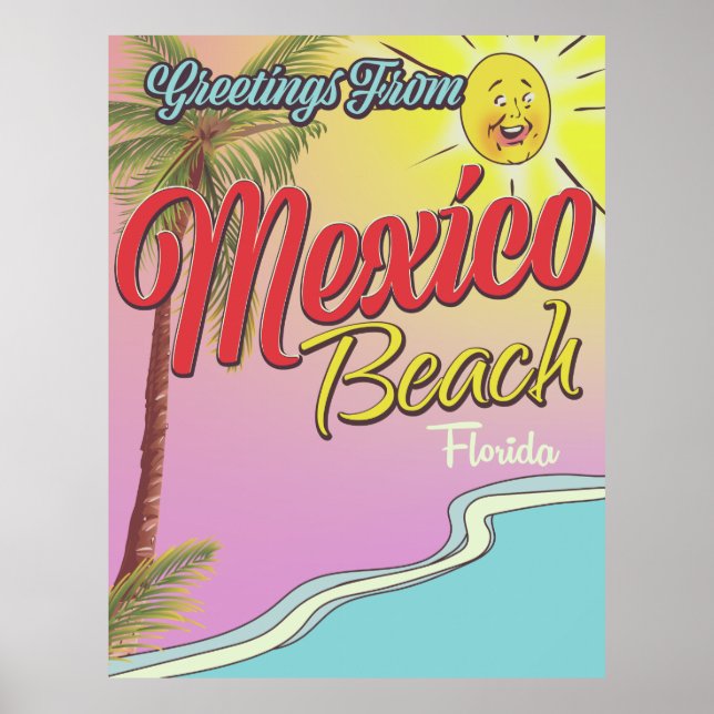 Poster Saudações Da Praia Do México Da Florida (Frente)
