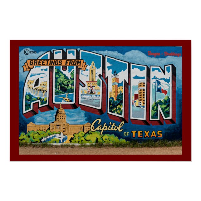 Póster Saudações de Austin, Texas (Frente)