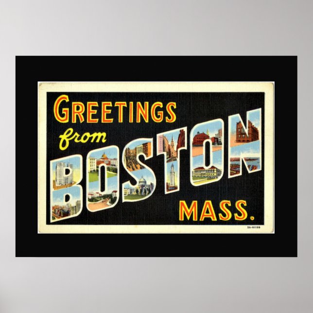 Póster Saudações de Boston, Massachusetts. (Frente)