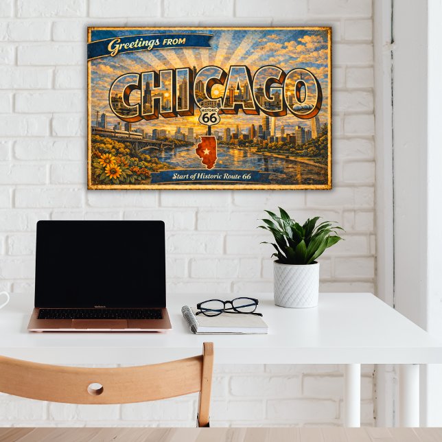 Poster Saudações de Chicago Cartão Postal Antigo (Criador carregado)