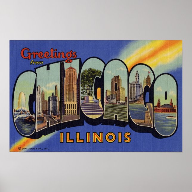 Póster Saudações de Chicago Illinois (Frente)