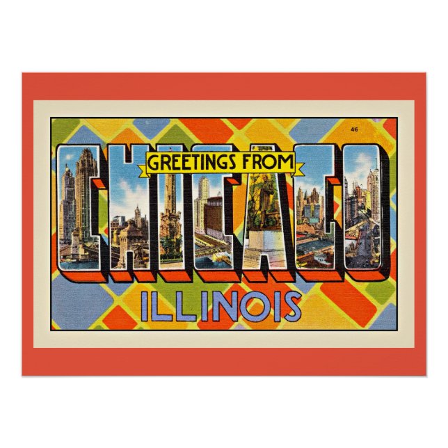 Póster Saudações de Chicago, Illinois (Frente)