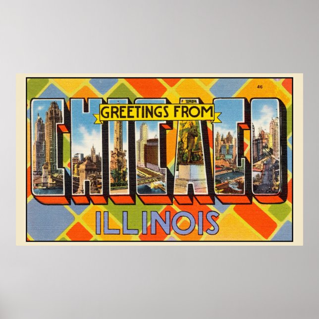 Poster Saudações de Chicago, Illinois, (Frente)