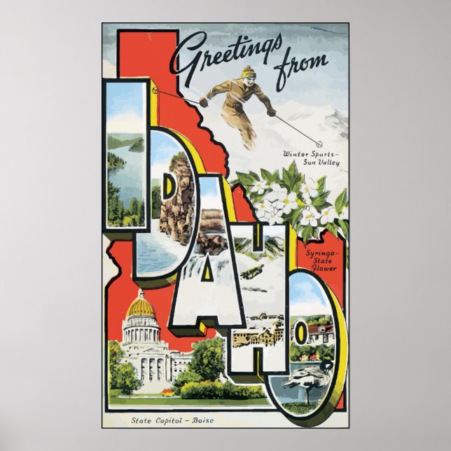 Póster Saudações De Idaho, Vintage (Frente)
