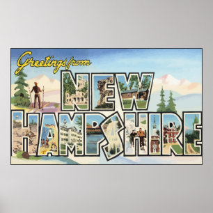 Póster Saudações De New Hampshire, Vintage