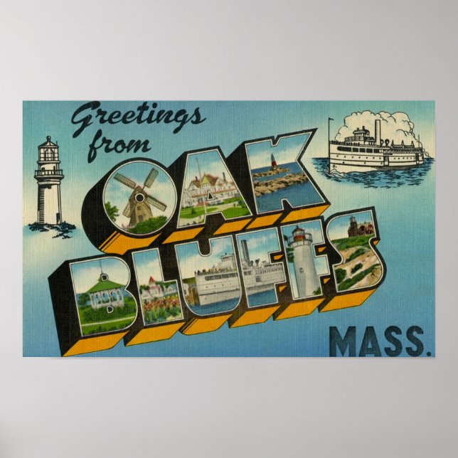Póster Saudações de Oak Bluff Massachusetts (Frente)